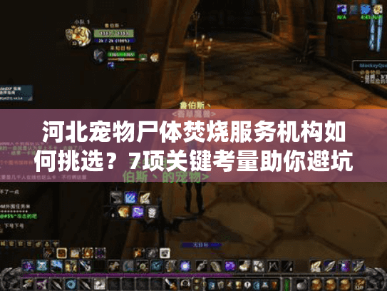 河北宠物尸体焚烧服务机构如何挑选？7项关键考量助你避坑